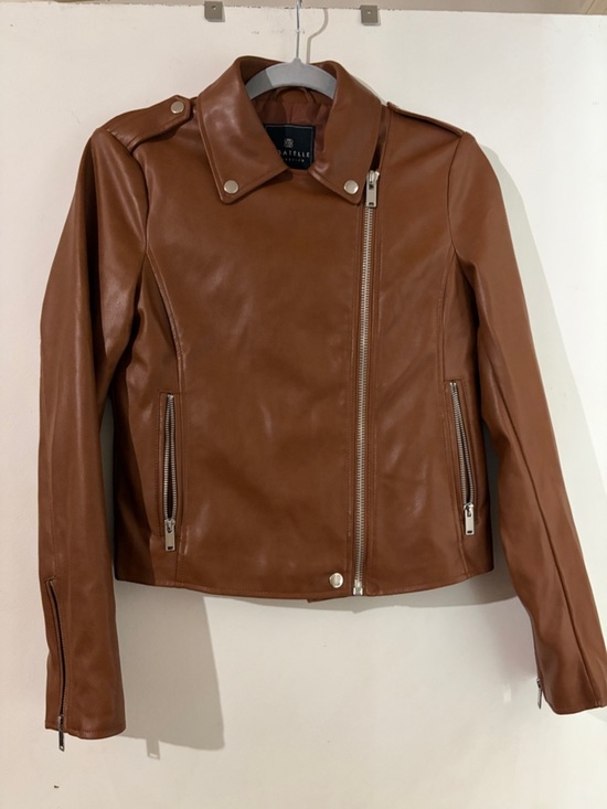 Bagatelle Collection Jackets & Blazers - Bagatelle Faux Leather Zip Jacket - Brown